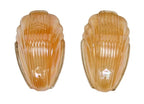 matching set of original c. 1930's american art deco "chevron" motif interior wall sconce replacement slipper shades
