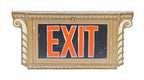 original c. 1930's chicago civic opera house auditorium interior illuminated art deco style exit sign with reverse-painted glass inset