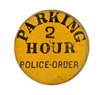 unique c. 1920's city of chicago single-sided die cut steel hand-painted "no parking" street notification sign