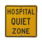 original very hard to find and highly desirable c. 1940's antique american heavy gauge stamped steel city of chicago cook county hospital "zone of quiet" notification sign