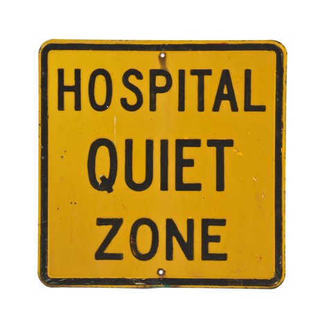 unique vintage american single-sided michael reese hospital "quiet zone" heavy gauge steel rectangular-shaped sign