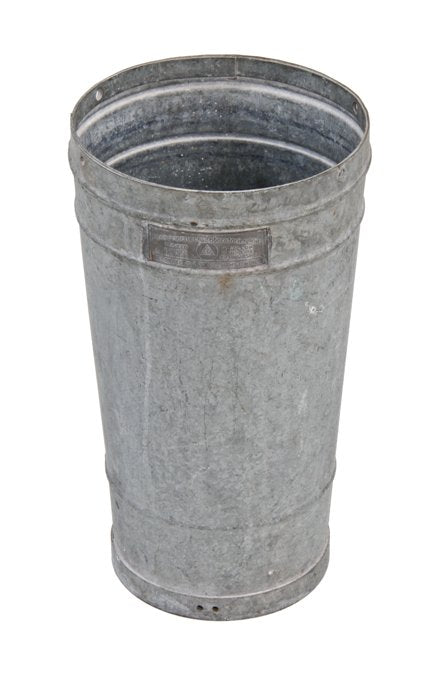 c. 1920's antique american industrial railroad caboose galvanized steel hand fire extinguisher four gallon container with embossed underwriters' stamp intact