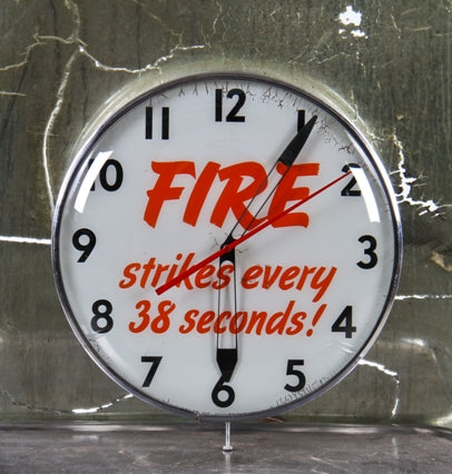 fully functional c. 1950's wall mount home insurance agency advertising "bubble" illuminated analog clock with all original electric movements