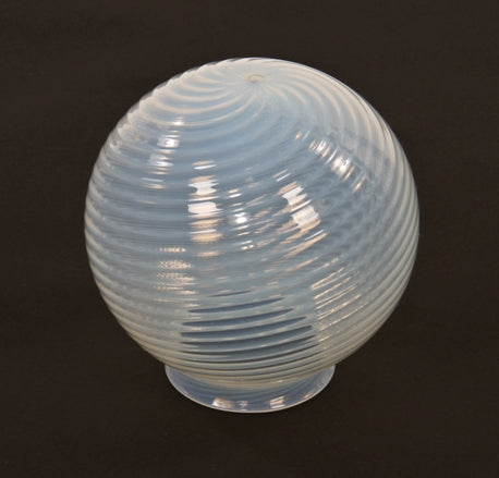 original early 20th century antique american blue opalescent swirl ball-shaped art glass shade or bowl