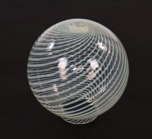 original and intact oversized 19th century blue opalescent swirl glass interior residential light fixture globe
