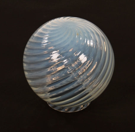 original oversized antique american victorian era blue opalescent swirl light art glass fixture globe