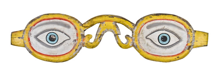 early 20th century hand-crafted american painted wood new york city storefront optometrist "eyeglasses" trade sign