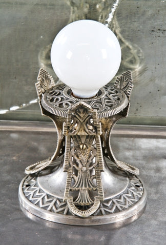 very distinctive original c. 1930's interior american theater lobby art deco style "bare bulb" nickel-plated electric ceiling fixture