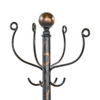 c. 1916 american freestanding fanciful malleable iron rod dentist office coat rack with original oxidized copper-plated finish