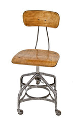 fully functional c. 1930's vintage industrial clement uhl adjustable height "posture" stenographer chair or stool with patented clutch