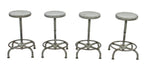 group of four matching fully functional gunship gray enameled adjustable height factory assembly plant swivel seat stools with telescoping movement