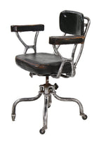 all original and fully functional c. 1930's american vintage industrial factory office adjustable "posture" armchair with intact casters