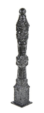 19th century antique american ornamental cast iron exterior residential staircase landing newel post with black enameled finish
