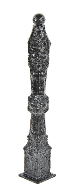 19th century antique american ornamental cast iron exterior residential staircase landing newel post with black enameled finish