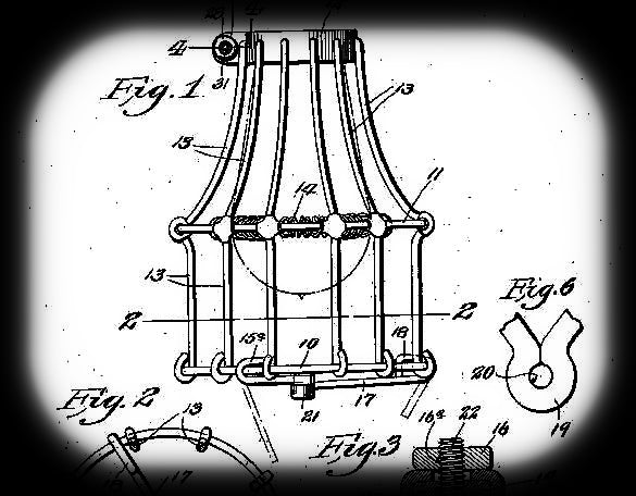 hard to find early 20th century vintage american industrial patented "holdfast" galvanized steel wire lamp guard
