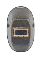 reinforced vintage american industrial molded fiberglass welding helmet or mask with riveted joint stationary eye shield