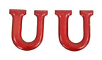 two original c. 1920's single-sided red porcelain enameled stamped and/or pressed steel exterior gas station sign letters