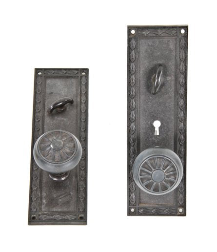 original c. 1920's continental & commercial bank building interior office door hardware with intact bower-barff baked enameled finish