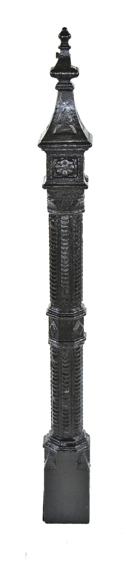 remarkable late 19th century american victorian era gothic revival black enameled cast iron freestanding residential newel post