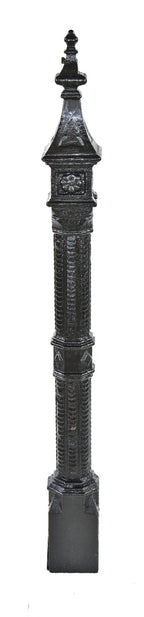 remarkable late 19th century american victorian era gothic revival black enameled cast iron freestanding residential newel post