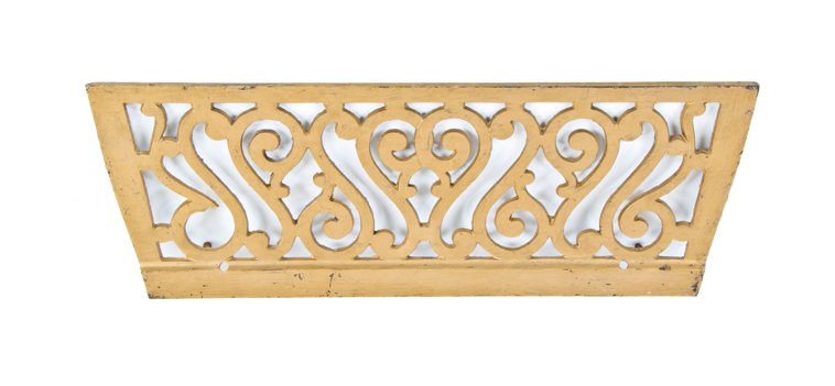 early 20th century metallic gold enameled ornamental cast iron dawson fireplace insert replacement grille with stylized scrollwork