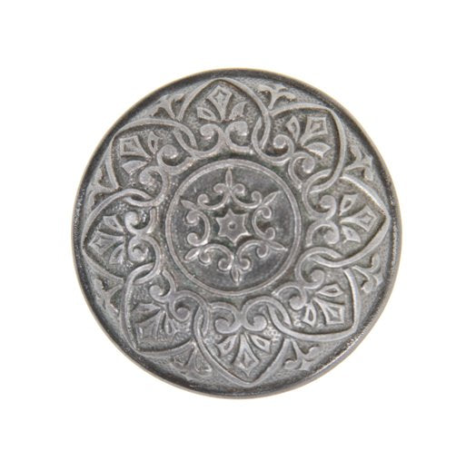 19th century antique american victorian era ornamental cast iron banded rim passage size doorknob with palmette design motifs