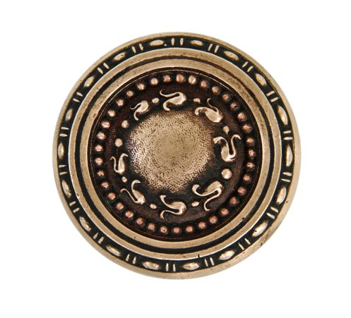 c. 1900's neoclassical style ornamental cast brass residential doorknob with bellflowers and bead & reel border