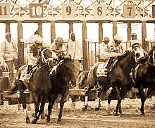 original vintage american hand-painted horse racing starting gate single-sided metal number plaque or sign