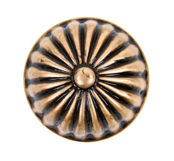 19th century interior residential ornamental cast brass radially fluted dome-shaped doorknob with centrally located button