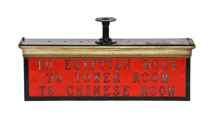 original c. 1930's interior ceiling mount double-sided st. george hotel illuminated sign containing molded glass letters