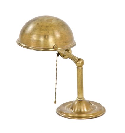 hard to find c. 1930's american industrial yellow brass portable office desk tilting reading or task lamp with rolled rim parabolic shade and weighted base