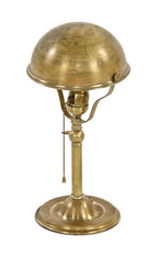 hard to find c. 1930's american industrial yellow brass portable office desk tilting reading or task lamp with rolled rim parabolic shade and weighted base