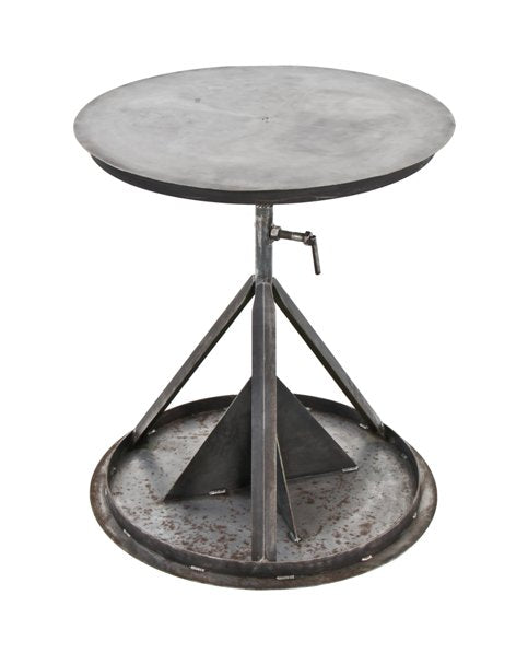refinished vintage american industrial adjustable height heavy gauge welded joint steel sign factory revolving table