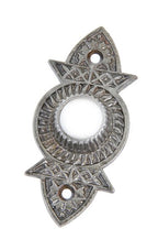 19th century american victorian era ornamental cast iron "screwless spindle" interior residential doorknob escutcheon