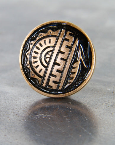 single 19th century american eastlake style "oriental" pattern interior residential window shutter knob or pull