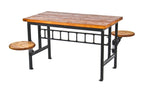 highly desirable c. 1915-20 vintage american industrial factory lunch hall stationary table with swing-out bracket seats