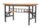 highly desirable c. 1915-20 vintage american industrial factory lunch hall stationary table with swing-out bracket seats