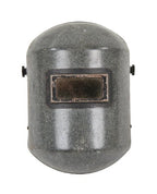intact c. 1950's vintage american industrial reinforced molded fiberglass welding helmet with intact eye shield