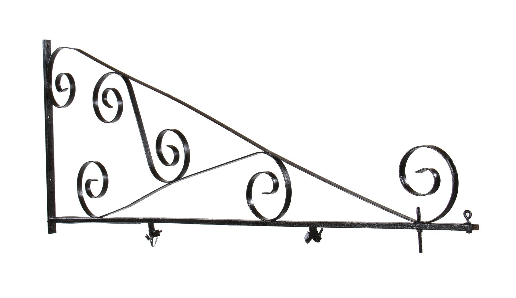 oversized hard-to-find c. late 19th century ornamental black enameled wrought iron exterior storefront trade sign bracket