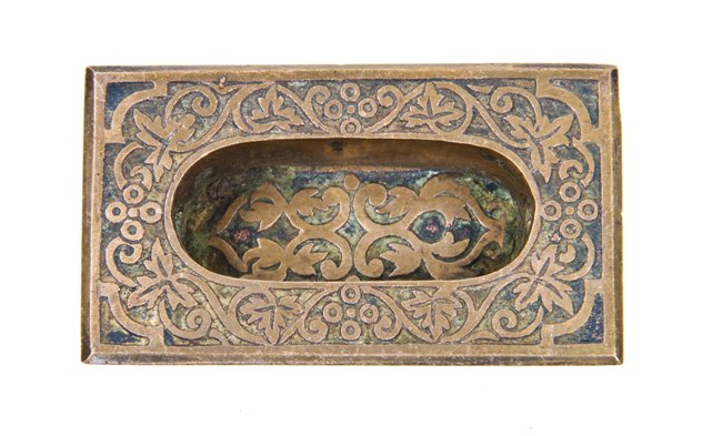 19th century american victorian era ornamental cast bronze "flush cup" residential window sash handle or pull