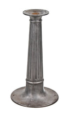 early 20th century tapered and fluted ornamental cast iron pub table pedestal base with brushed metal finish
