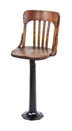 c. 1923 chicago commercial building interior elevator cab operator swivel stool or chair with slat back contoured backrest