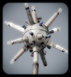 unusual vintage american atomic age exterior illuminated black enameled "sputnik" ball motel sign with welded joint stand