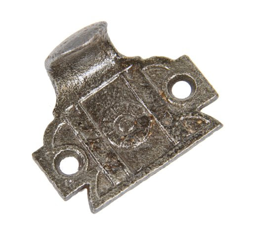 original 19th century ornamental cast iron interior residential window sash pull with centrally located floral rosette