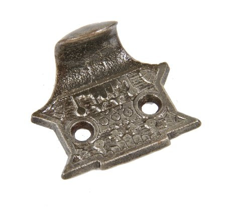 19th century american antique ornamental cast iron "windsor" pattern interior residential window sash pull or finger lift