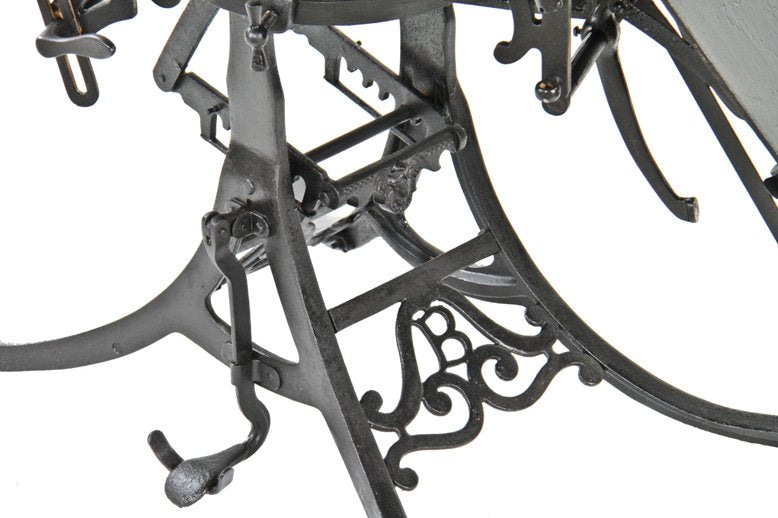 hard to find early 20th century black enameled cast iron riveted joint steel "prof. ferguson" adjsutable operating table