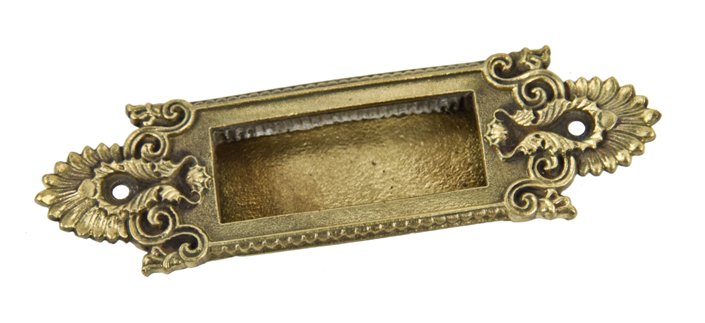 original american made c. 1900-10 ornamental cast brass interior residential "gardo" pattern window sash door lift or pull