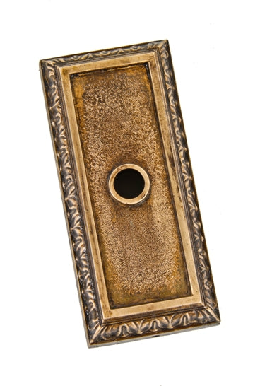 c. 1920's american ornamental cast bronze chicago commercial building elevator cab push button backplate with egg & heart border