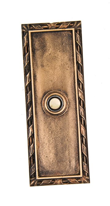 original c. 1926 ornamental cast bronze dunham building elevator cab call button backplate with surrounding rope motif border