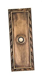 original c. 1926 ornamental cast bronze dunham building elevator cab call button backplate with surrounding rope motif border